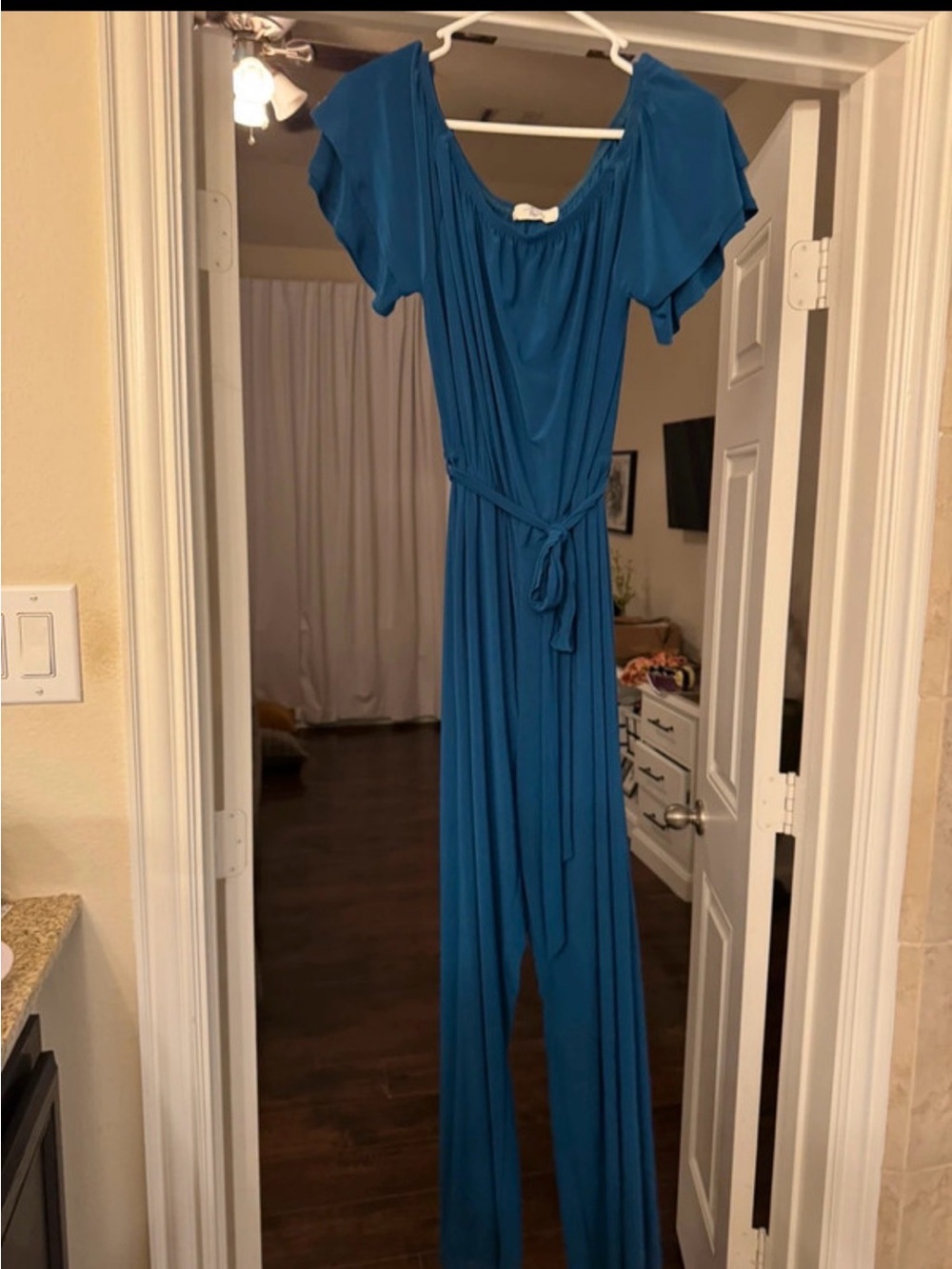 Beacon Teal Wide-Leg Jumpsuit with Tie Waist